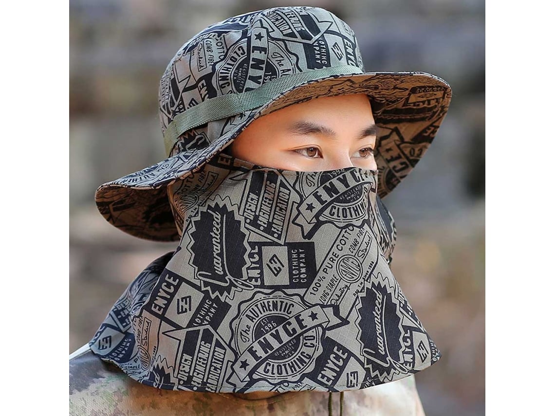 Danu26-gorra De Pesca Con Protección Solar Y Viento, Sombrilla Ajustable Con Correa De Barbilla Y Patrón Geométrico