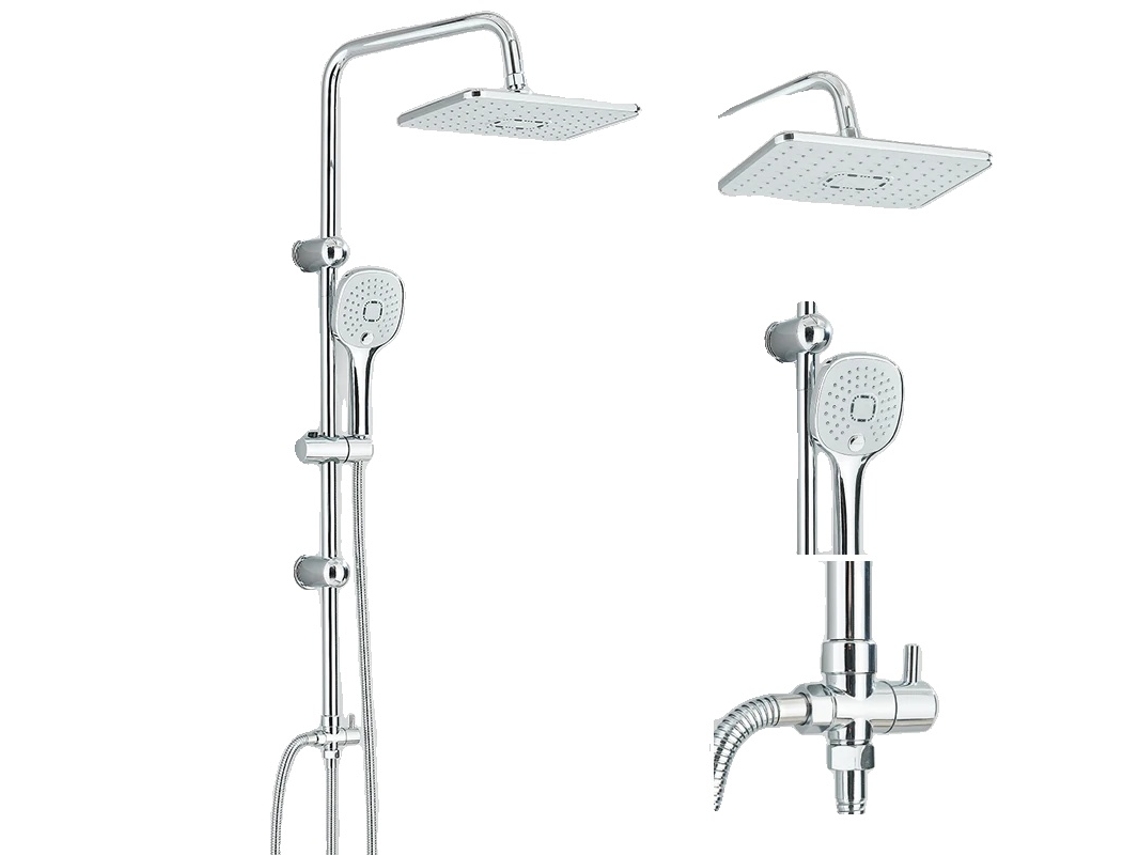 Juego de grifo de ducha de baño cromado, diseño contemporáneo, altura ajustable, cromo OEM