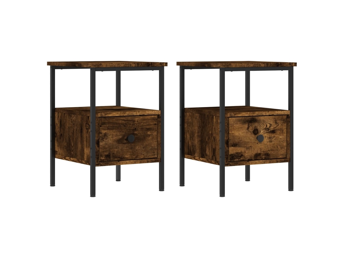 Maison Exclusive - Mesitas Noche 2 Uds Madera Ingeniería Roble Ahumado 34x36x50 Cm