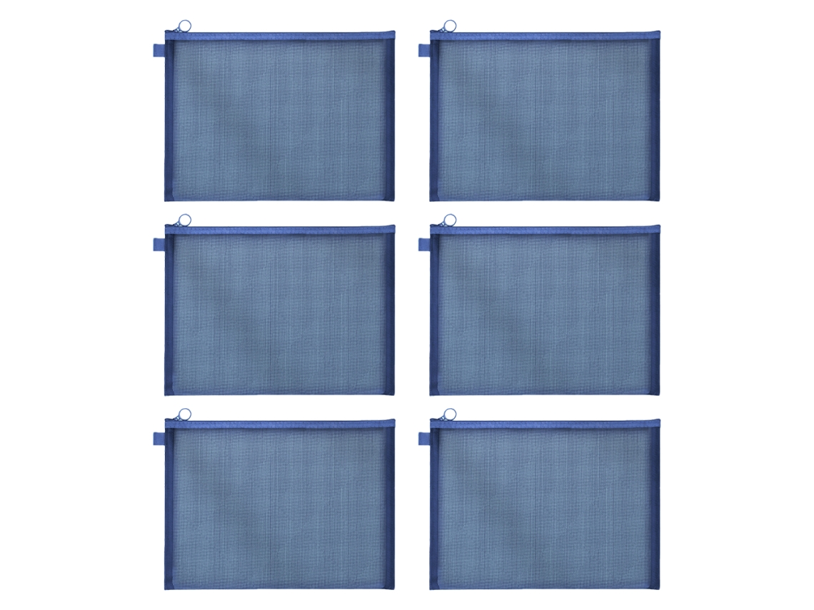 Bolsa con cremallera, 6 piezas, bolsa de malla transparente y transpirable para documentos, archivos, almacenamiento
