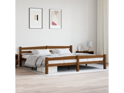 Estructura Cama Sin Colchón Madera Pino Marrón Miel 200x200 Cm