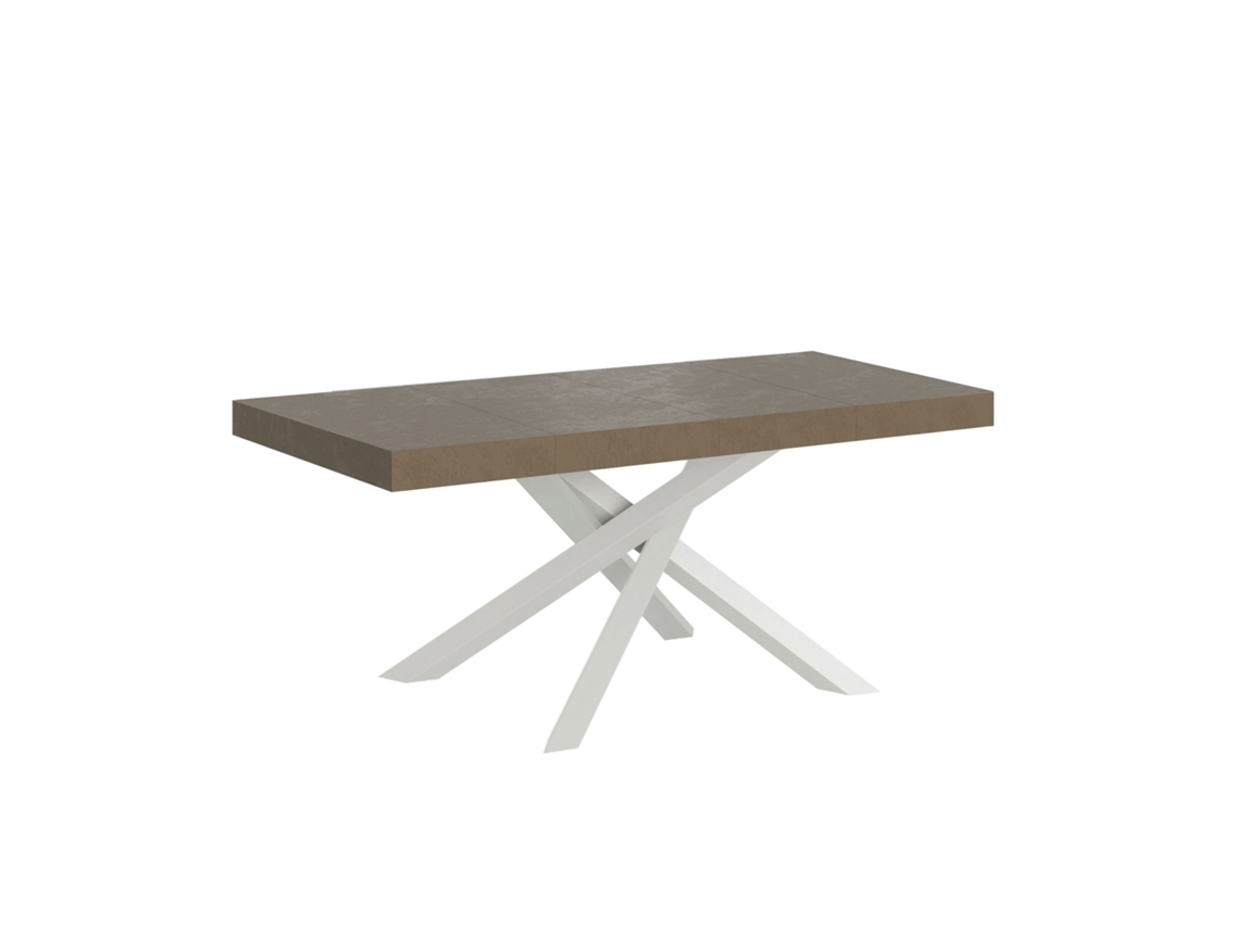 Mesa extensible Volantis Premium gris paloma 120/224x90 cm con patas blancas Itamoby