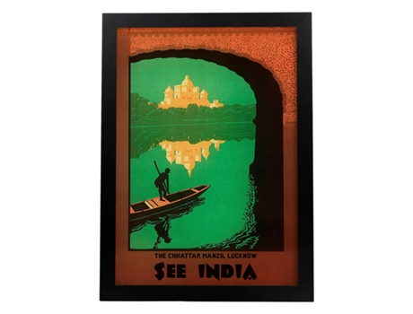 Poster NACNIC Vintage Cartel vintage de Asia. Rio Ganges, India.