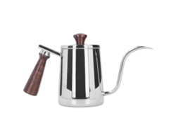 Taza de café portátil de acero inoxidable con asa de madera, pico largo, color plateado, 700 ml, otros