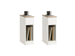 Set de 2 Mesas Auxiliares SoBuy FBT111-WNx2 con 1 cajón 20 x 35 x 60 cm