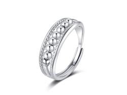Anillo Antiestrés De Plata Esterlina Ajustable Con Perlas Para Adultos Alivio De Ansiedad
