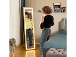 Espelho de Corpo Inteiro com Luz Led 160x40 Cm com 3 Cores de Iluminação, Tela Sensível Ao Toque, Função de Memória, Cor Carvalho. PMM CAPITALI