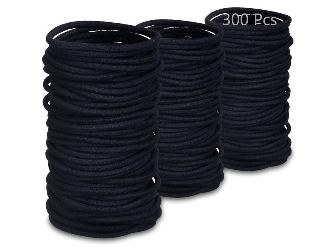 300 Gomas Elásticas Suaves Negras Para El Cabello De Niñas Y Mujeres Serraponte Elastic