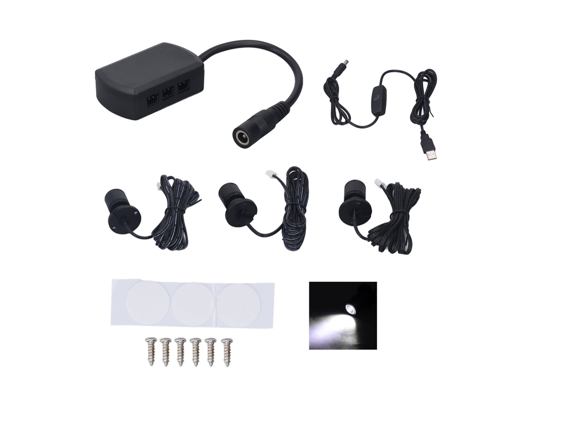 Rebe-luces Led Mini Spot 5v Usb Para Mostradores, Joyería Y Gabinetes, Ajustables Blanco/negro