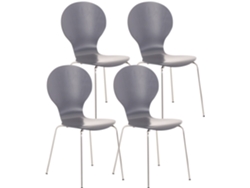 4x Silla Apilable Diego Gris Clp