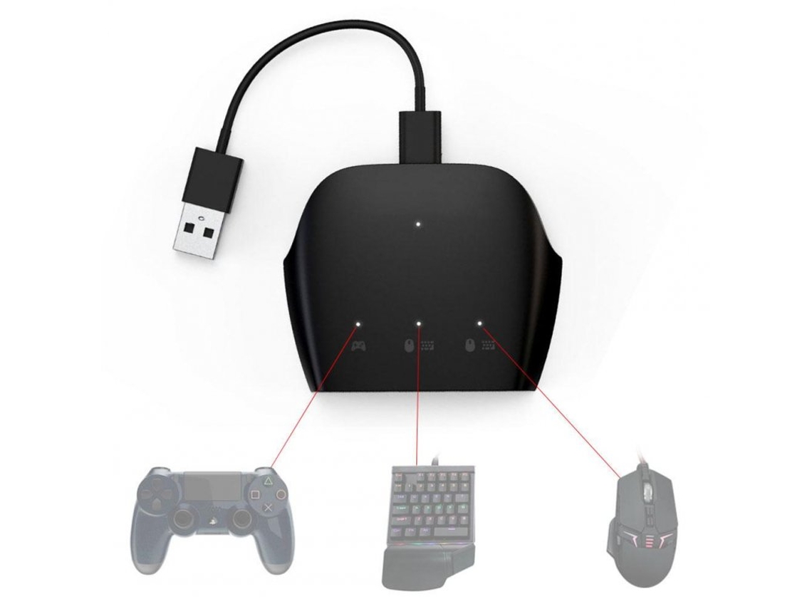 Convertidor de ratón y teclado Adaptador de teclado de ratón Convertidor de mango con cable para Nintendo Switch negro