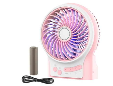 Ventilador de Batería Ventilador Recargable Portátil de Mano Mini Escritorio Personal Ventilador de Batería Usb 3 Velocidades Luz Interior y BISBIS...