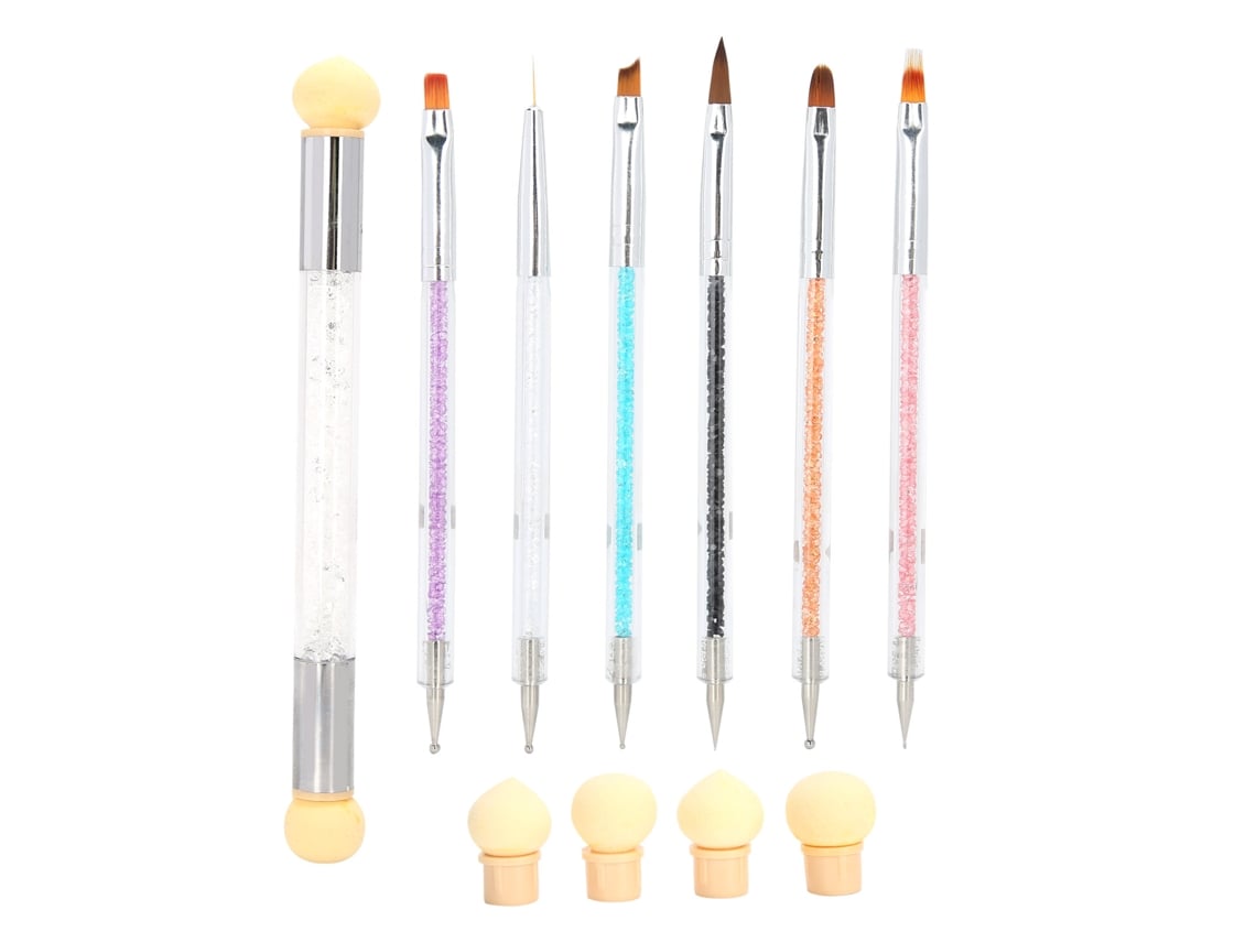 Kit De Canetas De Arte Para Unhas Duas Pontas Com Pincéis De Acrílico E Ferramentas Para Decoração Manicure
