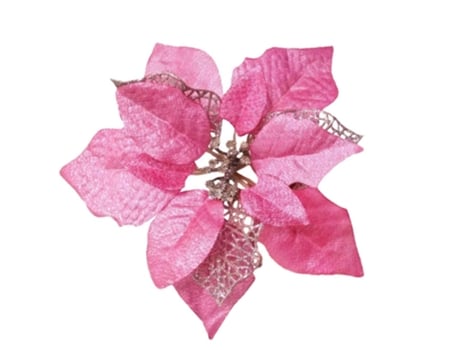 8 piezas 7.8 árbol de Navidad flor de seda decorativa, flores artificiales brillo rojo Poinsettia decoración del árbol de Navidad