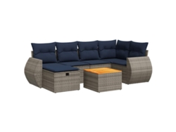 Maison Exclusive - Set De Sofás De Jardín 7 Pzas Con Cojines Ratán Sintético Gris