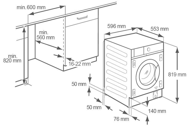 Lavadora Integrable ELECTROLUX EW7F4722NF (7 kg - 1200 rpm - Blanco)