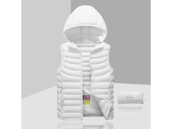 Chaqueta Sin Mangas Para Hombre Con Capucha Desmontable Color Sólido Negro Verde Militar Azul Gris Blanco Kaki Naranja Verde Púrpura Otoño 2023 S Blanco