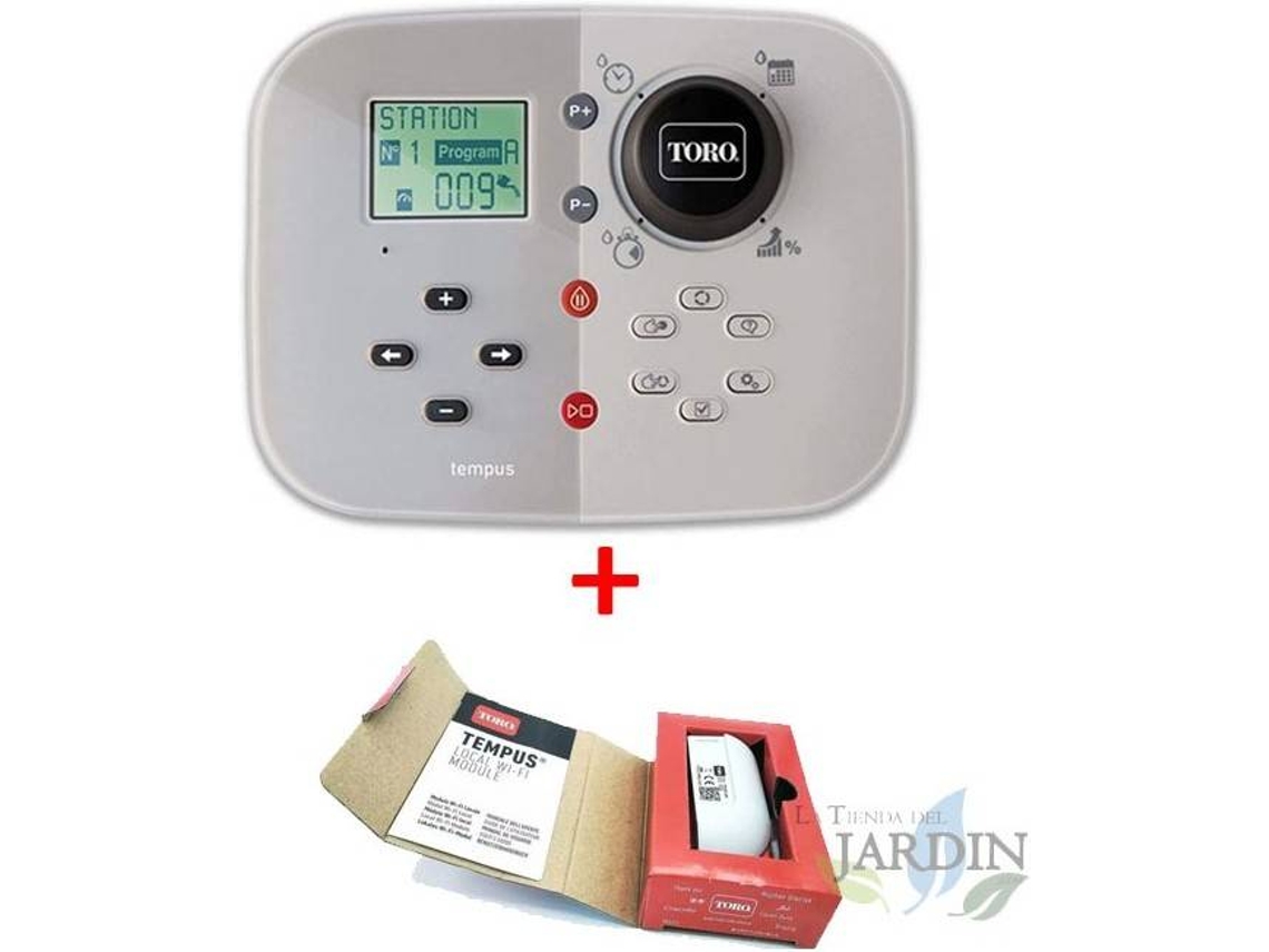 Kit Programador de Riego Tempus TORO Eléctrico 8 Zonas Interior + Módulo Wifi