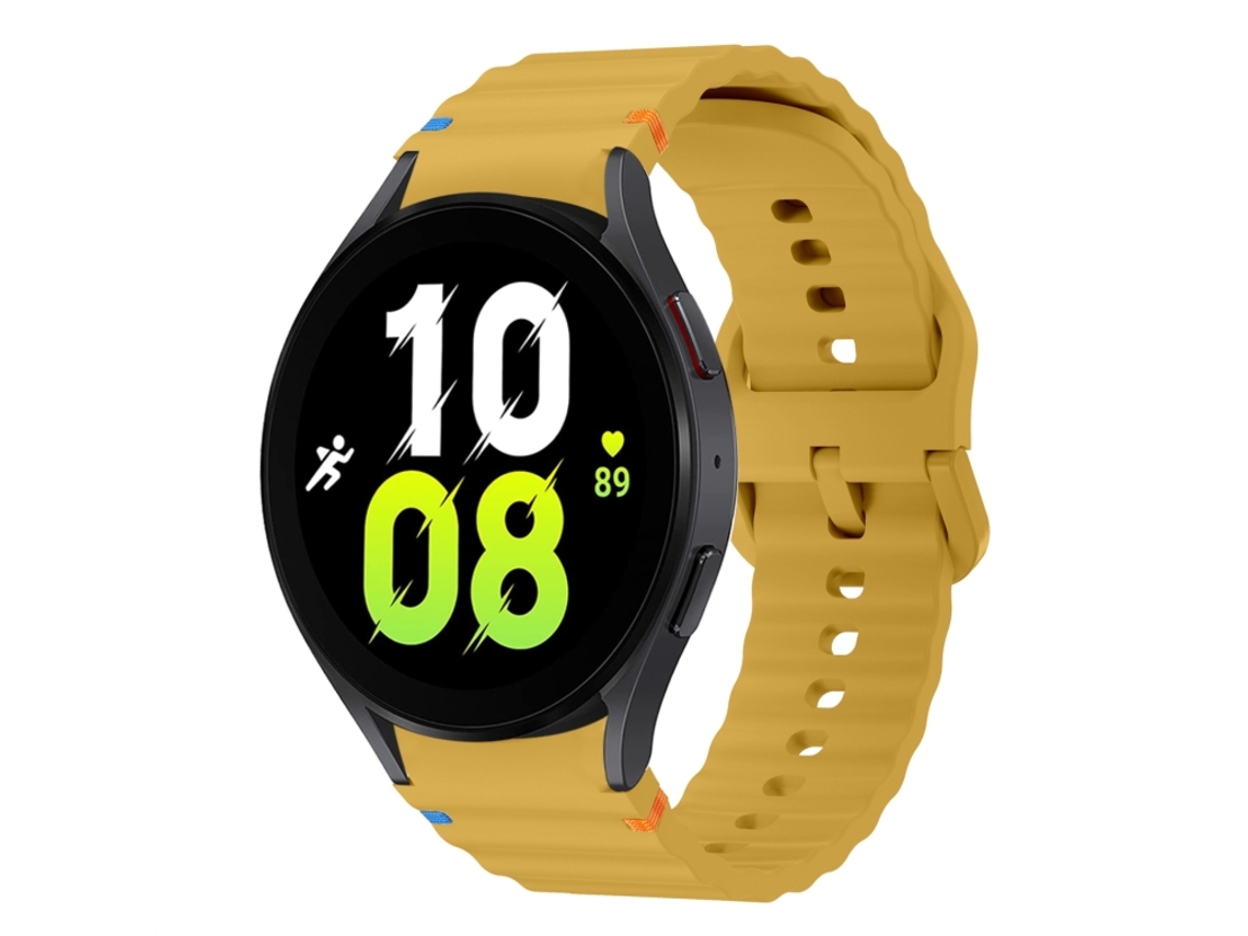 Bracelete Para Samsung Galaxy Watch 5 (40mm/44mm) - Silicone Costurado Com Padrão De Onda - Amarelo