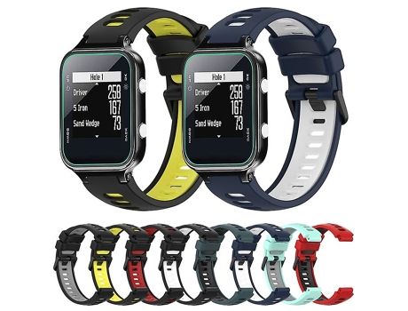 Correa De Reloj Inteligente Para Garmin Approach S20 Correa De Reloj De Silicona Bicolor Negro-Amarillo VENISYMLIS