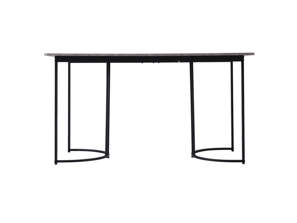 Mesa de comedor de 140 x 80 cm con patas ajustables, estructura de metal, chapa de mármol gris y negro Mobrio