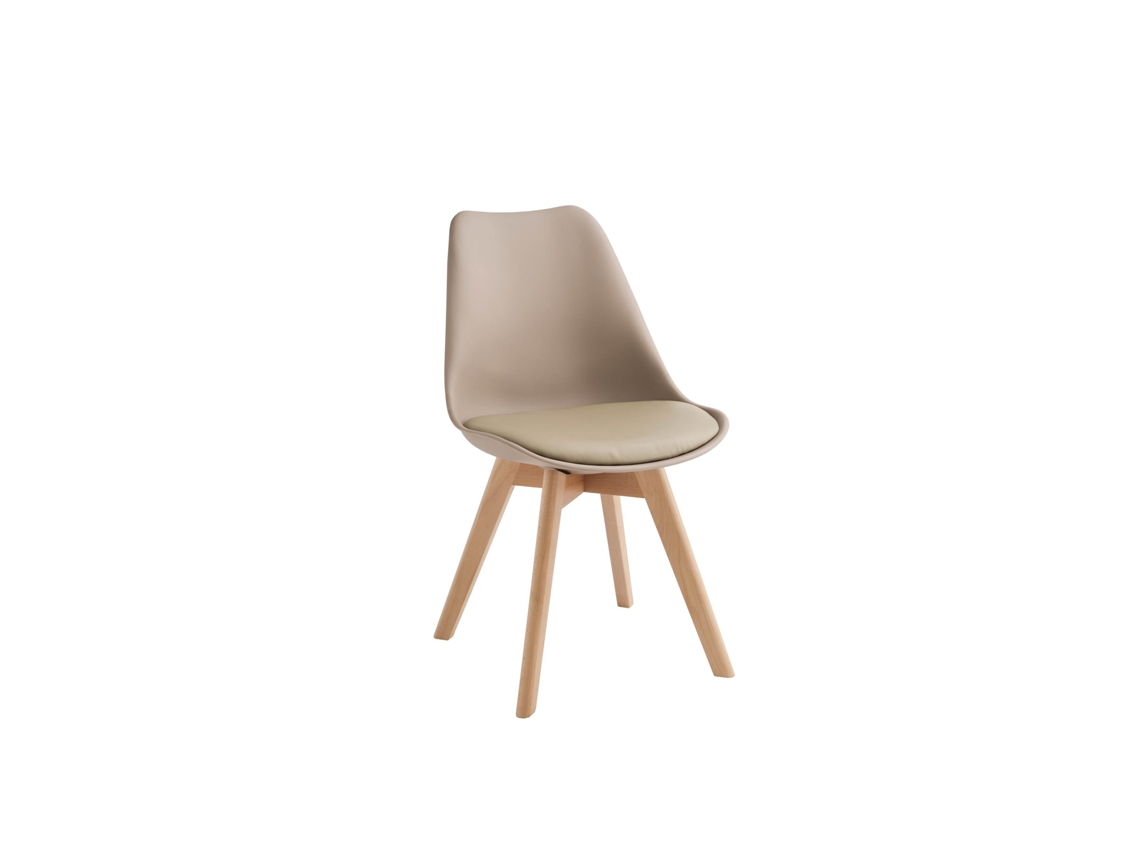 Carlotta - Silla polipropileno ecopiel beige 4 piezas STONES