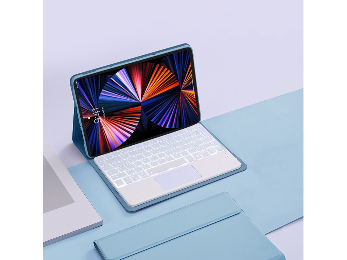 Funda con teclado para Xiaomi Redmi Pad SE de 11 pulgadas, con teclado táctil retroiluminado (azul niebla) Cuich (2023)