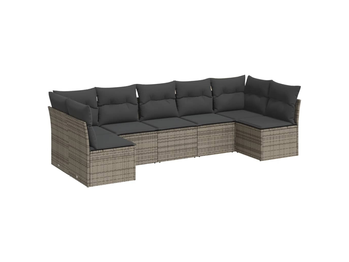 Maison Exclusive - Set De Sofás De Jardín 7 Piezas Con Cojines Ratán Pe Gris