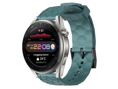 Correa de reloj inteligente para Huawei Watch 3 Pro Nueva correa de reloj de silicona de color sólido con patrón de fútbol de 22 mm (cian roca)
