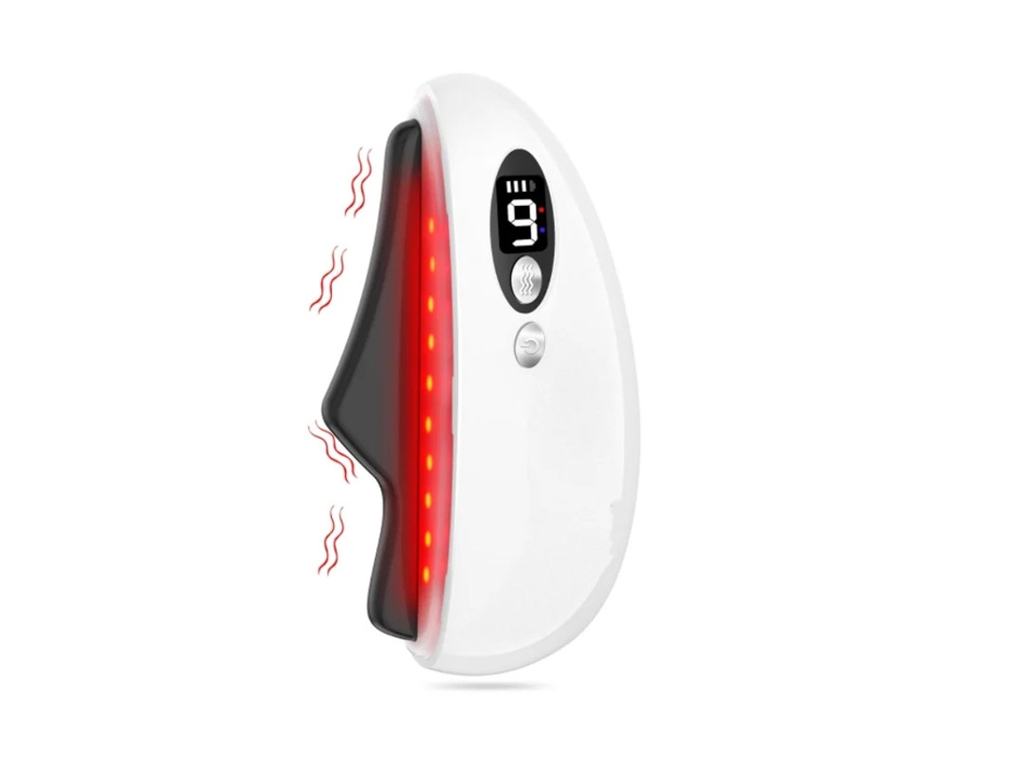 Herramienta eléctrica Gua Sha facial de obsidiana para rostro, cuerpo, calentamiento y vibración para contorno facial, color blanco Bestvite