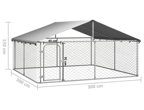 Perrera VIDAXL Plateado Acero (300 x 300 x 150 cm)