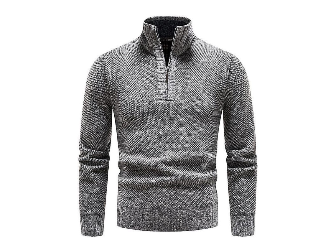 2026-jumper Hombre Cuello Mock Con Cremallera Manga Larga Slim Fit Suéter Tejido Casual Invierno