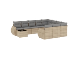 Maison Exclusive - Set De Sofás De Jardín 11pzas Con Cojines Ratán Sintético Beige