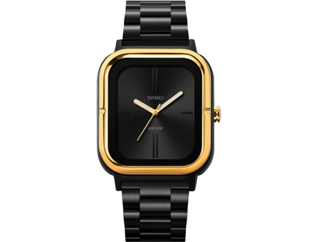 VEANXIN Reloj de pulsera cuadrado resistente al agua de acero inoxidable fácil de leer para hombre-Rosa negra