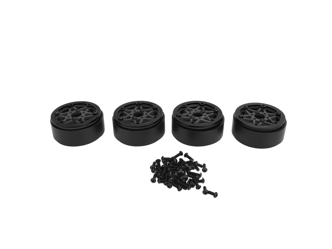 4pcs Llanta Beadlock 1.9 Pulgadas Fibra De Carbono Hexagonal Sellada Para Coche Rc Crawler 1/10 Negro