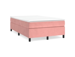 Cama Box Spring Con Colchón Terciopelo Rosa 120x190 Cm
