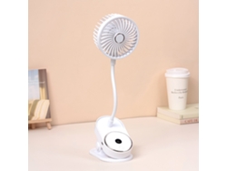 Ventilador de clip Yuysan con carga USB y pantalla digital, 1000 mAh, color blanco
