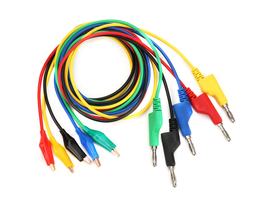 5 cables de prueba con conector banana de 4 mm y pinza de 1 m para multímetro P1044 S/BRAND