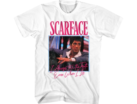 Camiseta Unisexo DEEPSTONE Tony Always Tells The Truth Scarface Blanco (L)