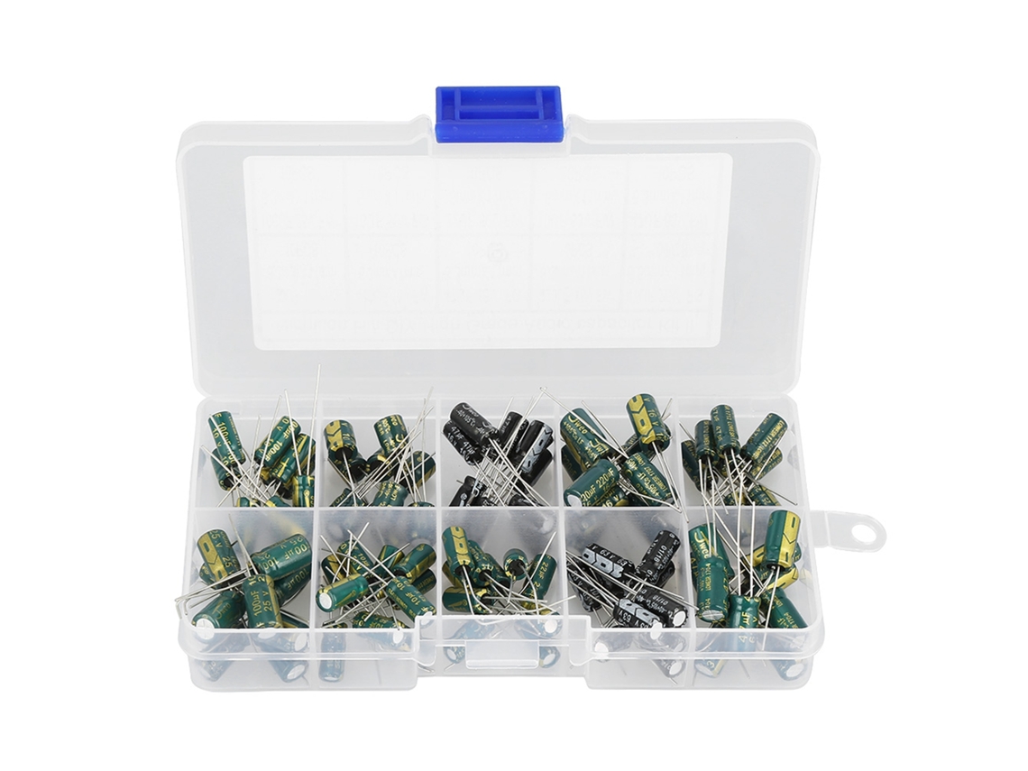 Kit De 100 Condensadores Electrolíticos De Audio, 10 Valores, 10v-63v, 10uf-470uf, Para Proyectos De Bricolaje.