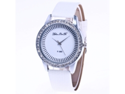 Reloj De Pulsera De Cuarzo Con Correa De Piel Sintética, Moderno, Esfera Redonda Sencilla, Blanco.