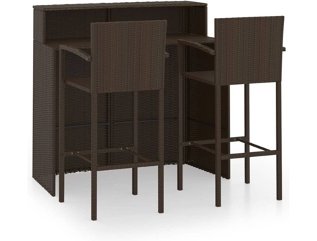 Conjunto 3 de muebles de bar para jardín VIDAXL marrón