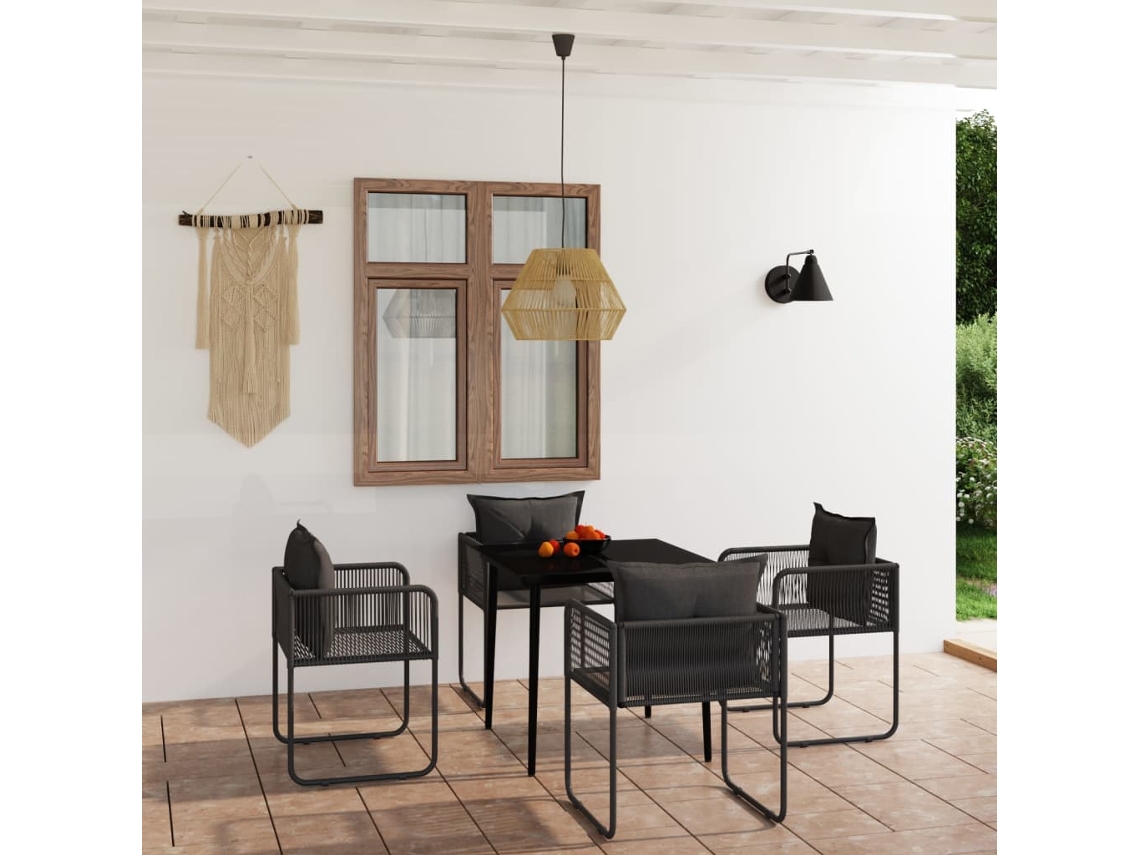 Juego de comedor de jardín negro de 2 piezas Dkd Home Decor