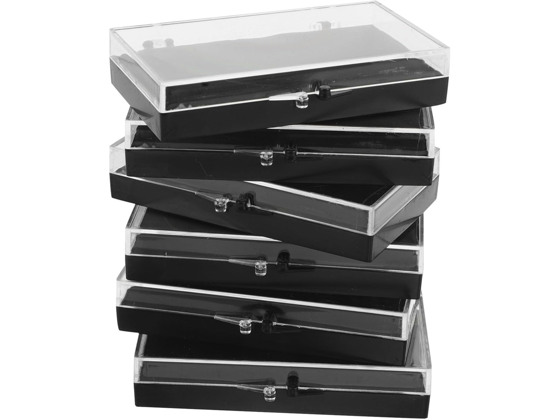 Joyería Transparente Plástico Negro Almacenamiento Portátil Medallas Insignias Elegante Diseño Rectangular