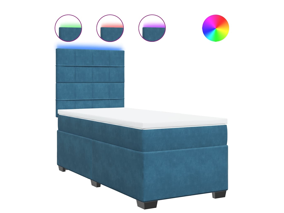 Maison Exclusive - Cama Box Spring Con Colchón Terciopelo Azul 100x200 Cm