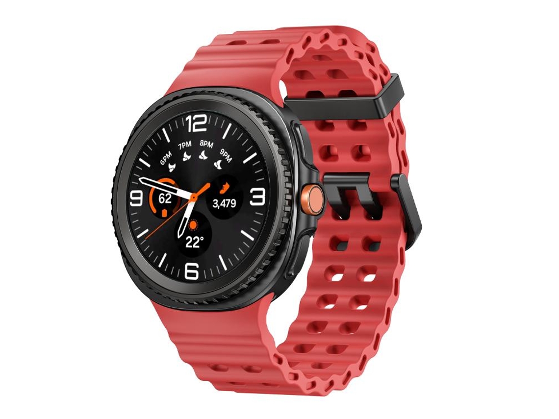 Bracelete Para Samsung Galaxy Watch 8/8 Classic - Silicone Com Fecho De Liberação Rápida No Estilo Oceano Clássico - Vermelha