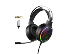 Auriculares RGB Hollow Gaming Wired Heavy Bass 7.1 Usb con micrófono Negro
