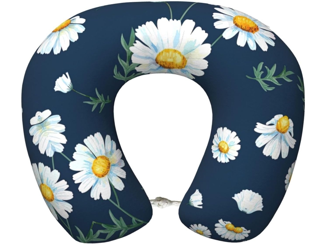 Almohada Viaje Daisy Espuma Viscoelástica Poliéster, Soporte Relajación, Fácil Viajes