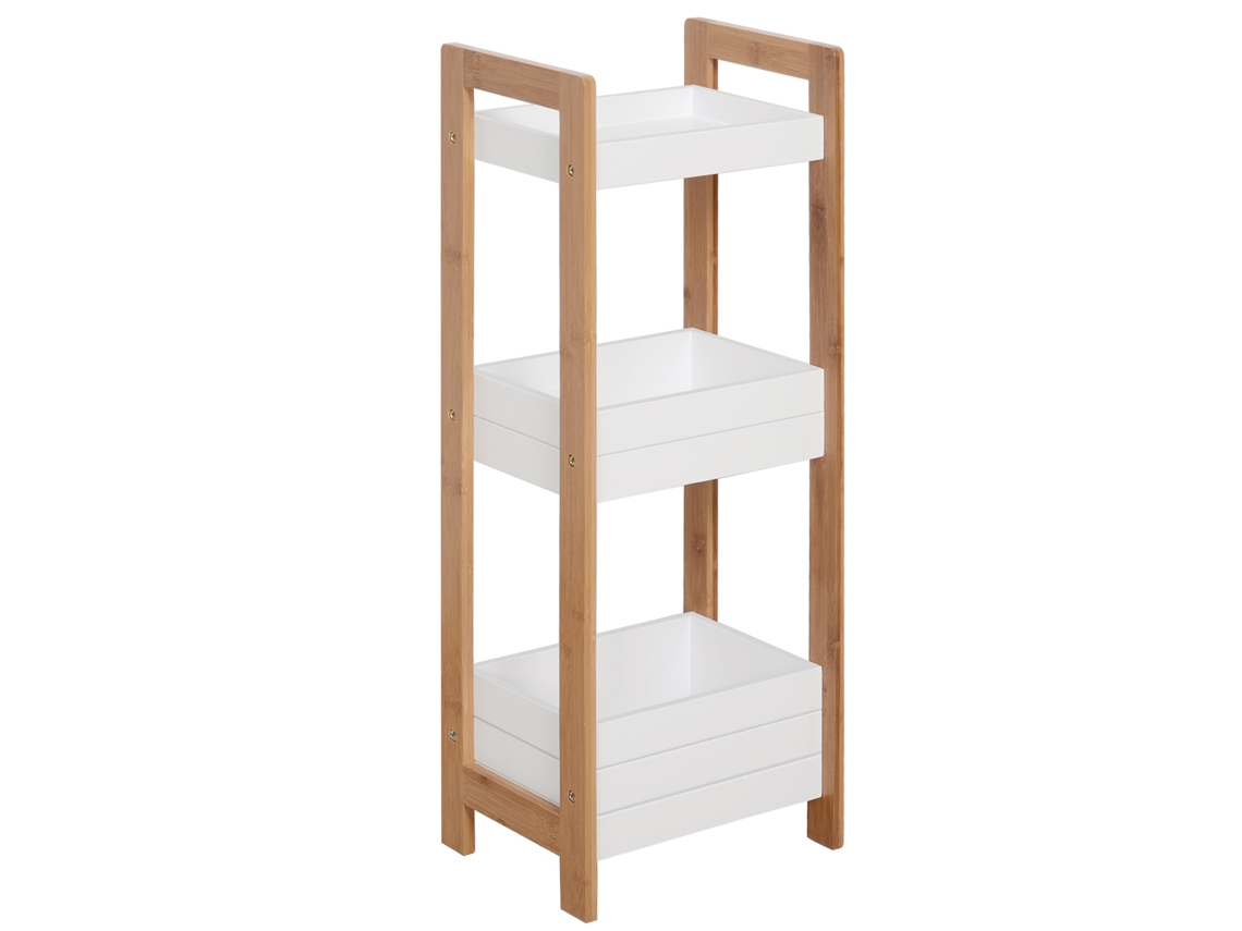 Estantería De Bambú De 3 Niveles Para Cocina/lavadero, 27,5 X 20,8 X 74 Cm, Blanco Natural.