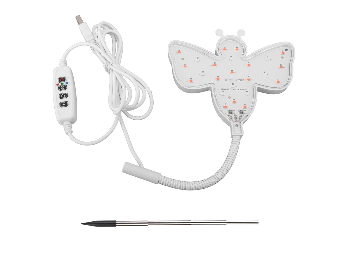 Lámpara LED de cultivo con forma de abeja, USB, espectro completo, para plantas de interior, 1 o 9 niveles de intensidad regulable, temporizador de 3 a 9 h.